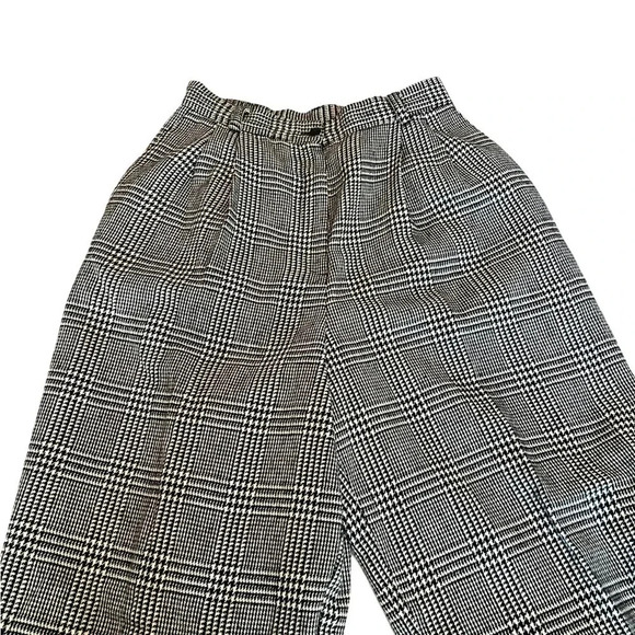 Vintage Requirements Straight Trousers Womens 12 Houndstooth Wool Pleated Grey - Picture 3 of 7